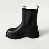 Öko bőrből készült női csizma, bokánál gumírozott