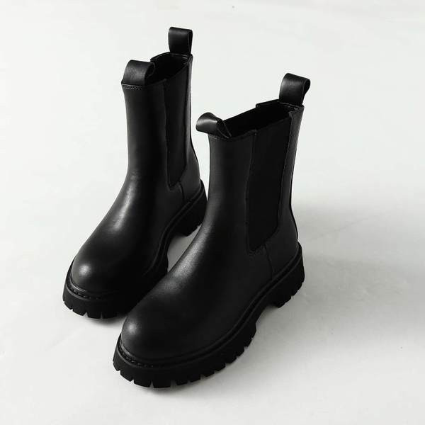 Öko bőrből készült női csizma, bokánál gumírozott