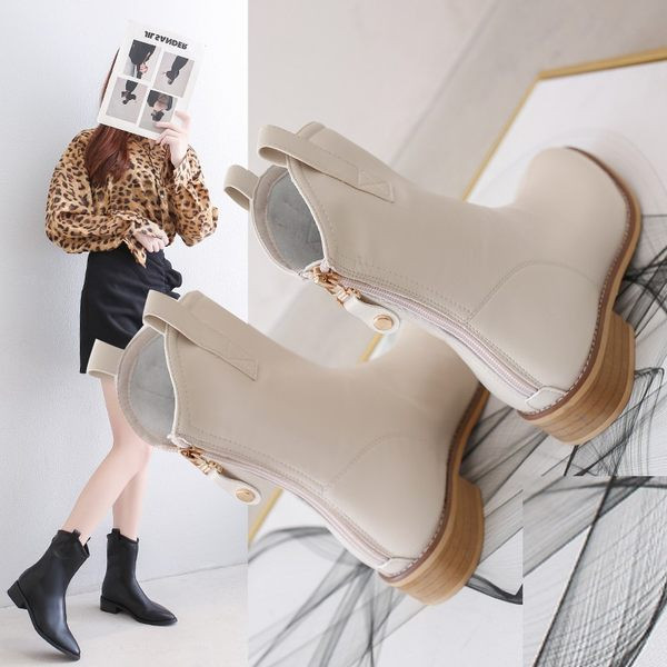 Bőr női csizma - lekerekített modell