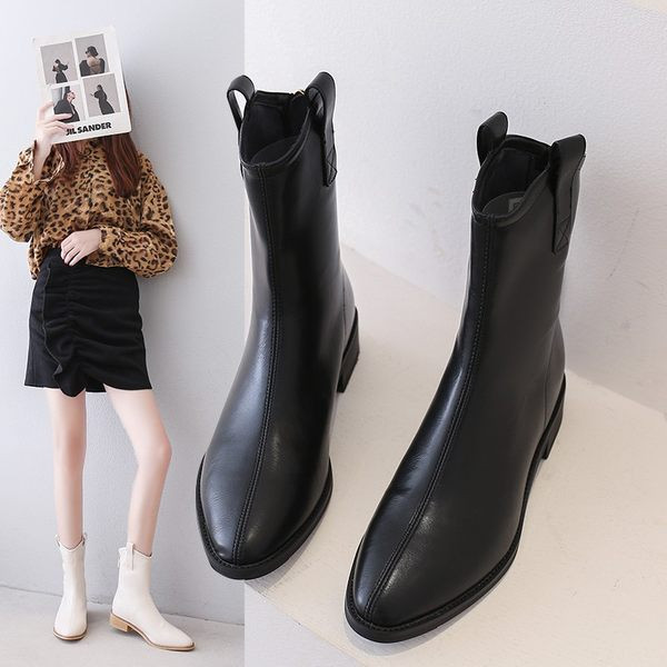 Bőr női csizma - lekerekített modell