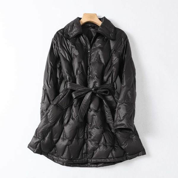 Téli steppelt kabát aszimmetrikus modell