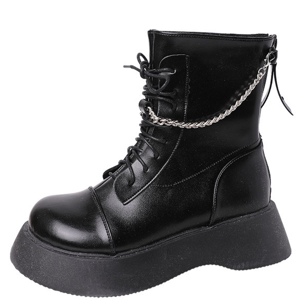 Pruuni ja musta värvi metallist ketiga vabaaja naiste saapad