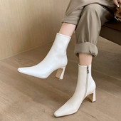 Elegantne ženske čizme s patentnim zatvaračem jednobojni model