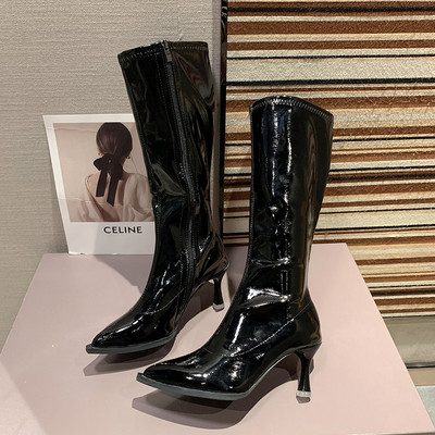 Új modell női hegyes csizma vékony 7 cm-es sarokkal