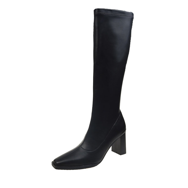 Ženske kožne čizme sa patentnim zatvaračem i petom u dvije boje