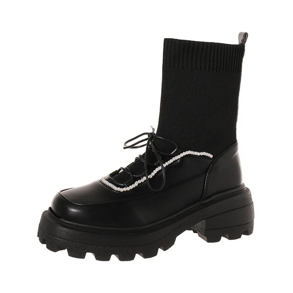 Modern, fűzős női csizma, sima modell