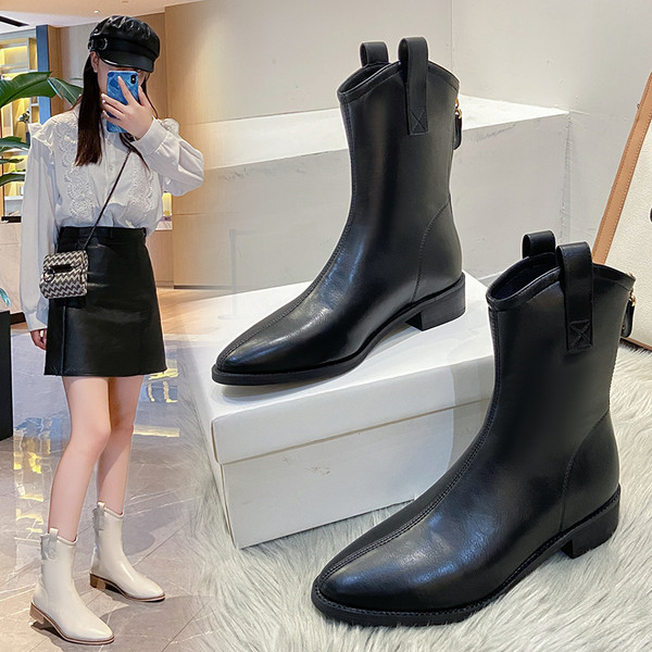 Új modell női bőrcsizma cipzárral - két színben