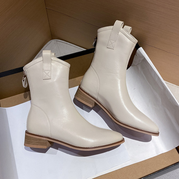 Új modell női bőrcsizma cipzárral - két színben