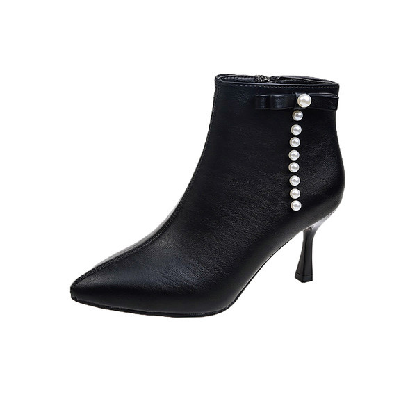 Női csizma hegyes modell gyöngyökkel, két színben