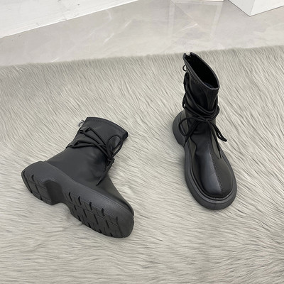 Casual ženske čizme od eko kože sa vezicama