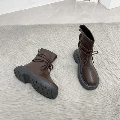 Casual ženske čizme od eko kože sa vezicama