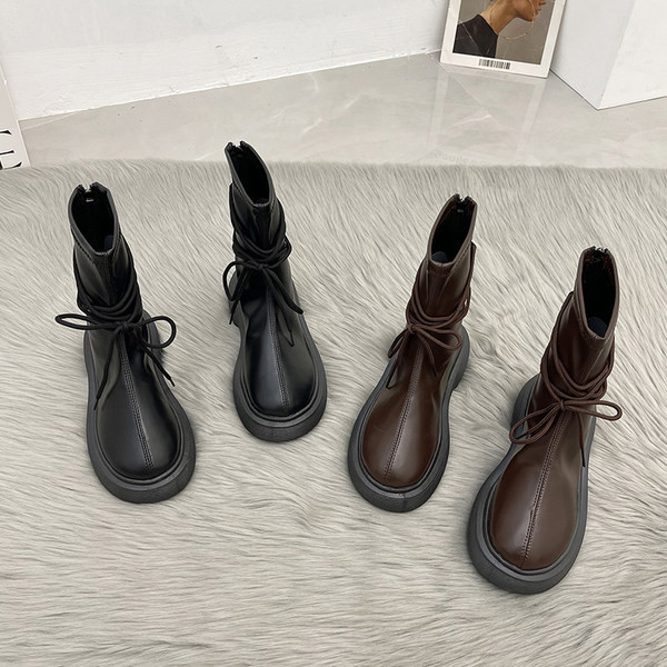 Casual ženske čizme od eko kože sa vezicama