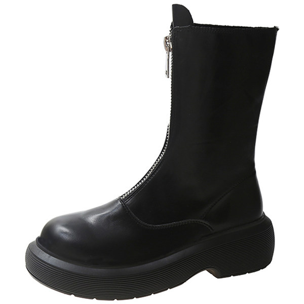 Eko bőrből készült, lekerekített csizma új modellje, cipzárral