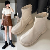 Bőr csizma cipzárral és lapos talppal, két színben