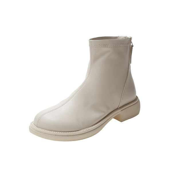 Bőr csizma cipzárral és lapos talppal, két színben