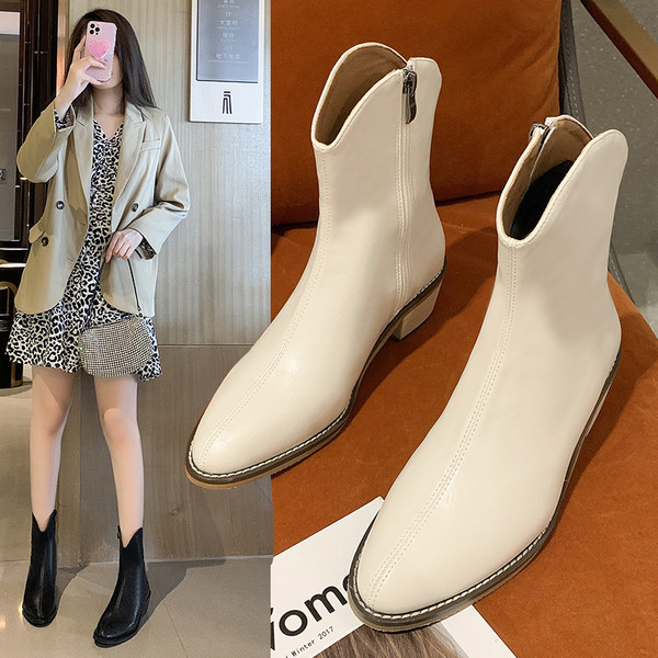 Ženske moderne čizme zaobljeni model sa patentnim zatvaračem