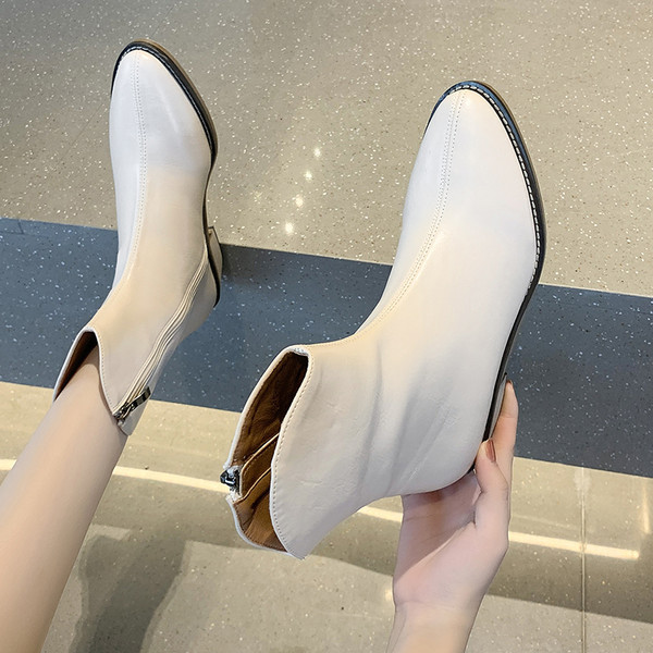 Ženske moderne čizme zaobljeni model sa patentnim zatvaračem