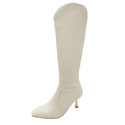 Ženske čizme s patentnim zatvaračem i tankom petom - model na špic