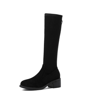 Cizme de dama cu fermoar si pietre de culoare neagra