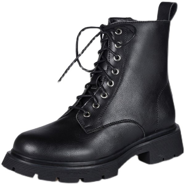 Női bőr fűzős csizma - fekete színű