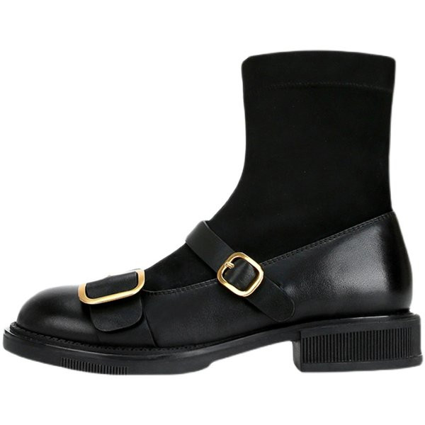 Moodne pandlaga ümara kujuga naiste saapad