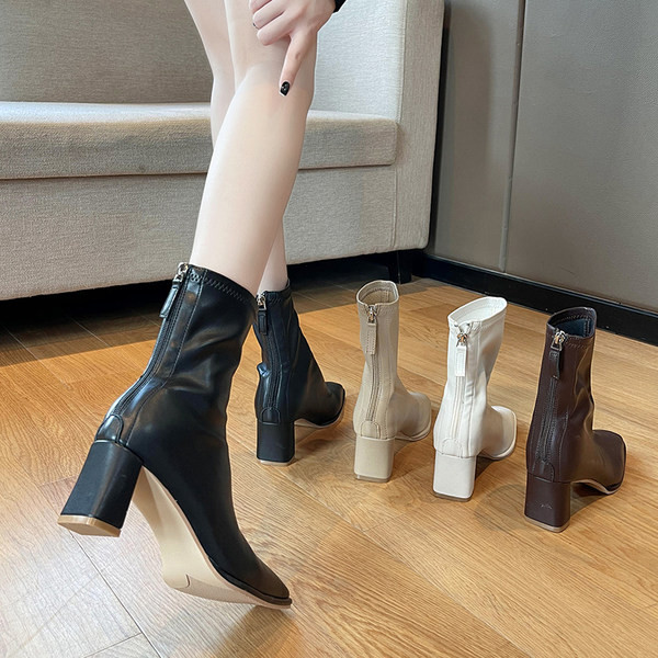 Novi model ženskih čizama od eko kože sa petom visine 6 cm