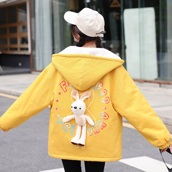 Női alkalmi kabát kapucnival és 3D elemmel