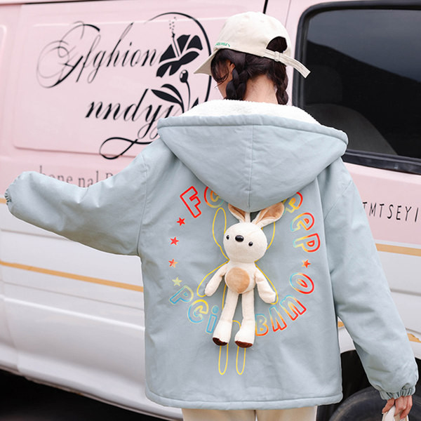 Női alkalmi kabát kapucnival és 3D elemmel