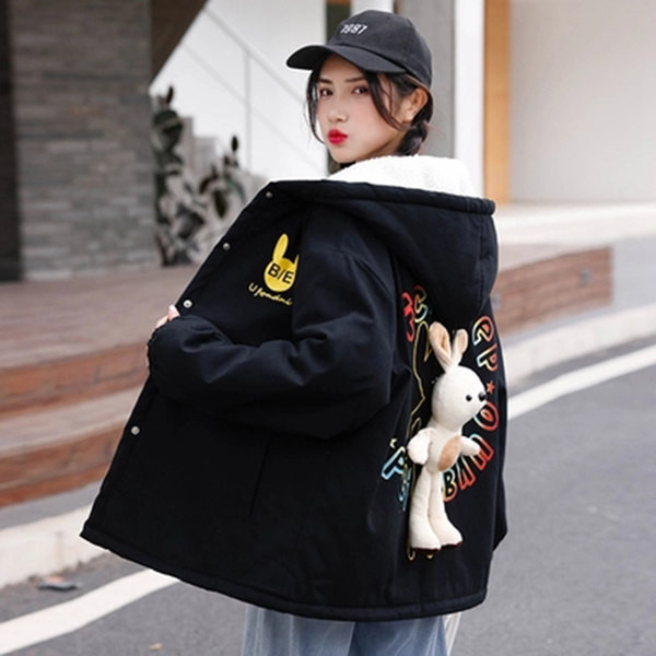 Női alkalmi kabát kapucnival és 3D elemmel