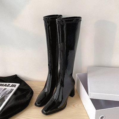 Stiilne naiste lakknahast saapad tavaline mudel