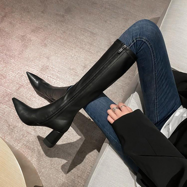 Moderne ženske čizme sa patentnim zatvaračem na špic