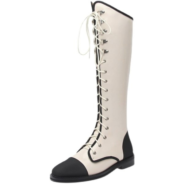 Modern női csizma fűzővel és cipzárral