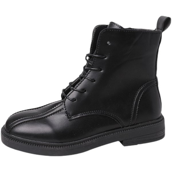 Műbőrből készült, fűzős női csizma - fekete és barna