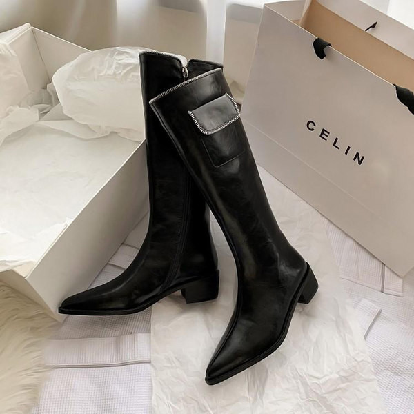 Ženske gornje čizme s patentnim zatvaračem na špic