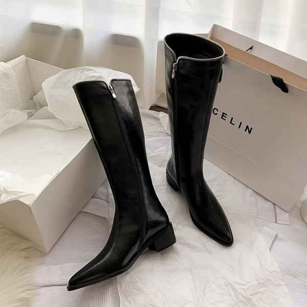 Ženske gornje čizme s patentnim zatvaračem na špic