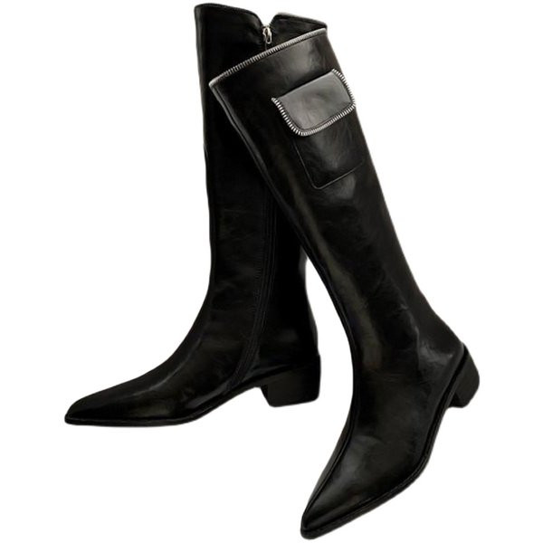 Ženske gornje čizme s patentnim zatvaračem na špic