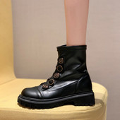 Női alkalmi csizma eko bőrből - fekete színben