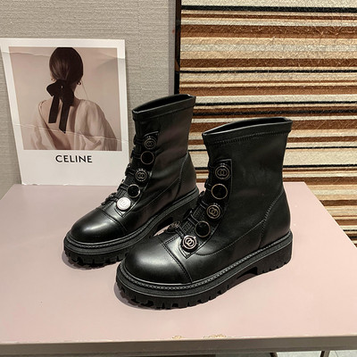 Női alkalmi csizma eko bőrből - fekete színben