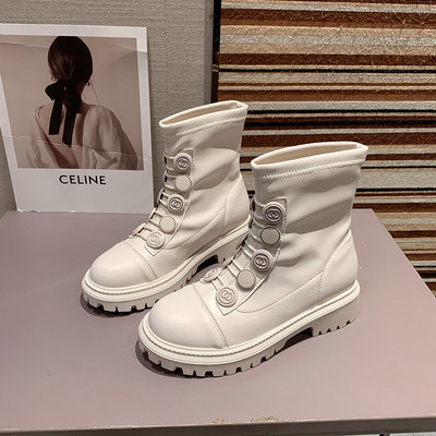 Női alkalmi csizma eko bőrből - fekete színben