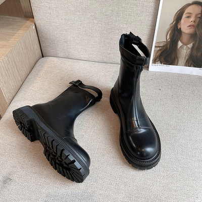 Új modell alkalmi csizma durva talppal és cipzárral