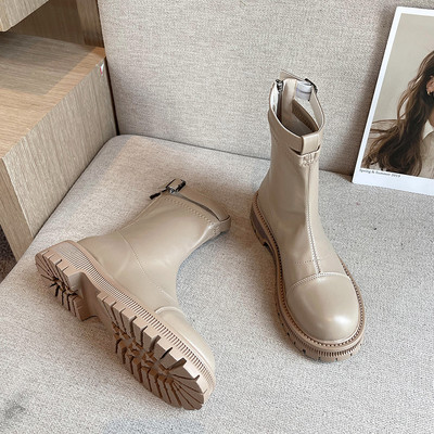 Új modell alkalmi csizma durva talppal és cipzárral