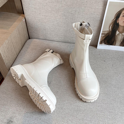 Új modell alkalmi csizma durva talppal és cipzárral