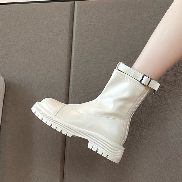 Új modell alkalmi csizma durva talppal és cipzárral