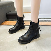 Ležerne kožne čizme s vezicama i patentnim zatvaračem