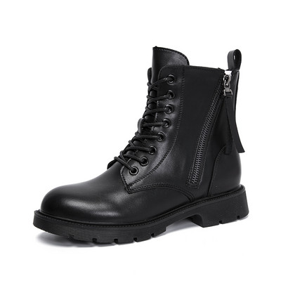 Ležerne kožne čizme s vezicama i patentnim zatvaračem