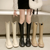 Öko bőrből készült, durva talpú női térdcsizma új modellje