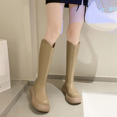 Öko bőrből készült, durva talpú női térdcsizma új modellje