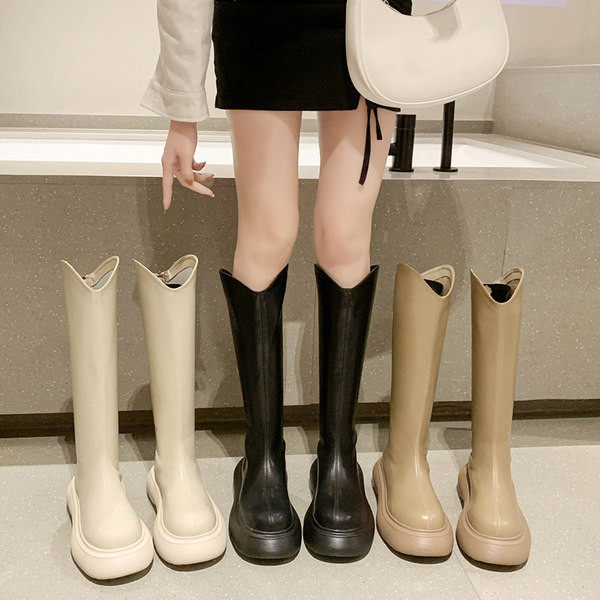 Öko bőrből készült, durva talpú női térdcsizma új modellje