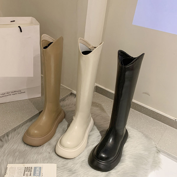 Öko bőrből készült, durva talpú női térdcsizma új modellje