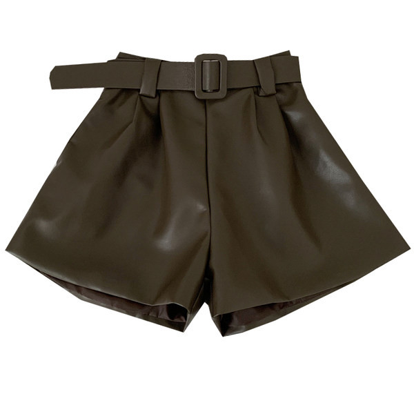 Moodsad naiste lühikesed püksid kunstnahast - vööga